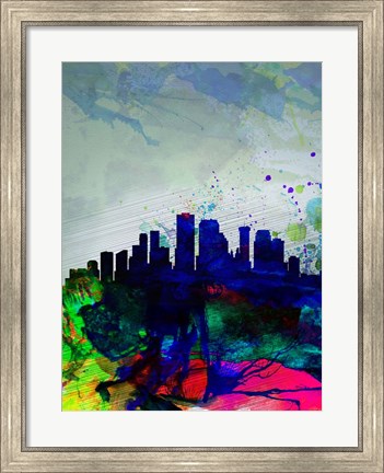 Framed New Orleans Watercolor Skyline Print