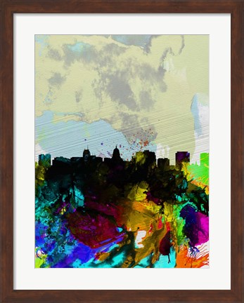 Framed Madison Watercolor Skyline Print