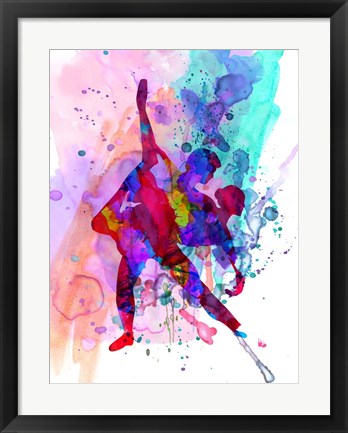 Framed Romantic Ballet Watercolor 3 Print
