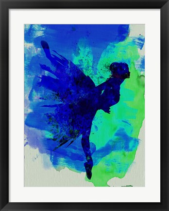 Framed Ballerina on Stage Watercolor 2 Print