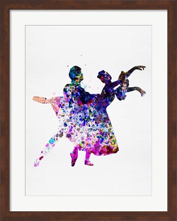 Framed Ballet Dancers Watercolor 1 Print