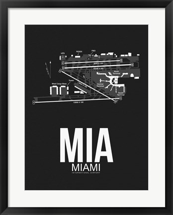 Framed MIA Miami Airport Black Print