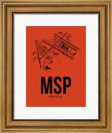 Framed MSP Minneapolis Airport Orange Print