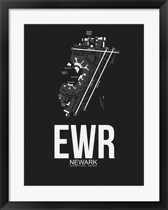 Framed EWR Newark Airport Black Print