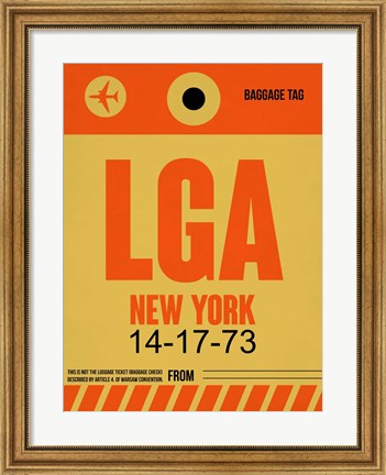 Framed LGA New York Luggage Tag 1 Print