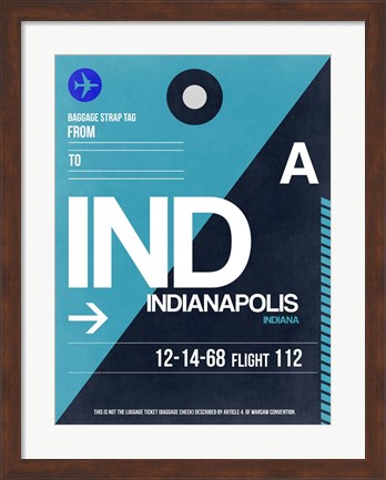 Framed IND Indianapolis Luggage Tag 2 Print