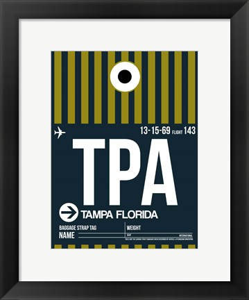 Framed TPA Tampa Luggage Tag 2 Print