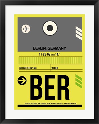 Framed BER Berlin Luggage Tag 1 Print