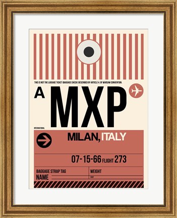 Framed MXP Milan Luggage Tag 1 Print