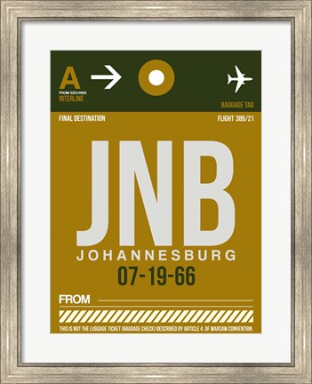 Framed JNB Johannesburg Luggage Tag 1 Print