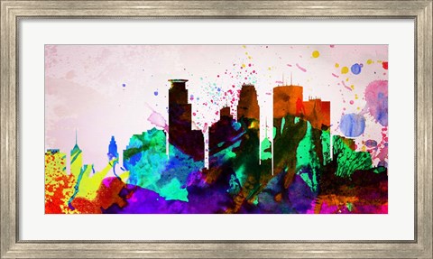 Framed Minneapolis City Skyline Print