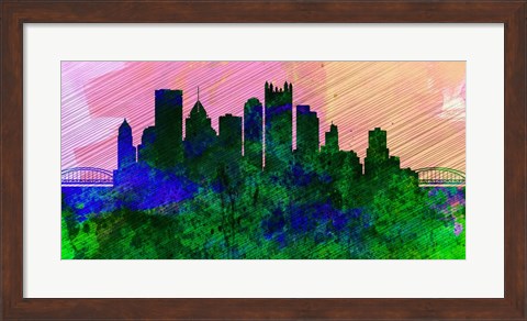 Framed Pittsburgh City Skyline Print