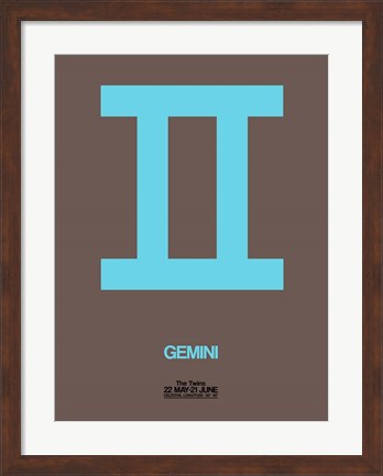 Framed Gemini Zodiac Sign Blue Print