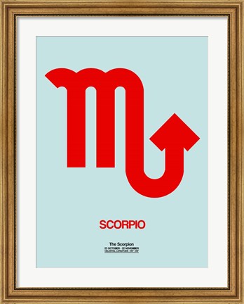 Framed Scorpio Zodiac Sign Red Print