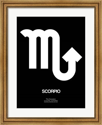 Framed Scorpio Zodiac Sign White Print