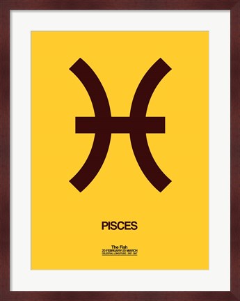 Framed Pisces Zodiac Sign Brown Print