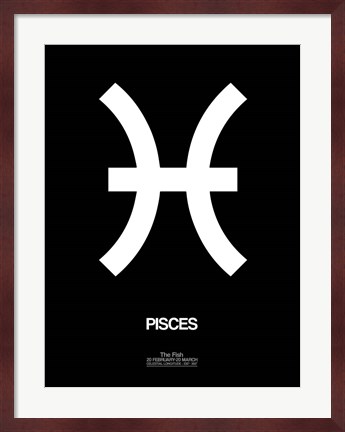 Framed Pisces Zodiac Sign White Print