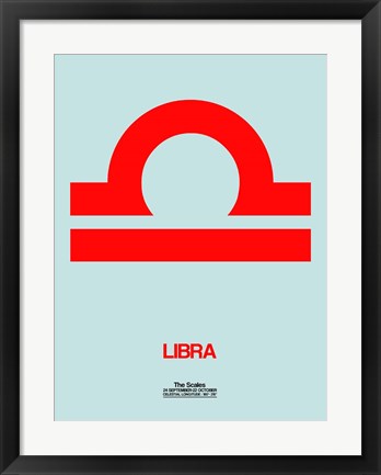 Framed Libra Zodiac Sign Red Print