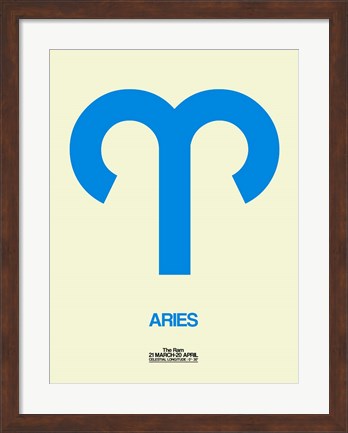 Framed Aries Zodiac Sign Blue Print