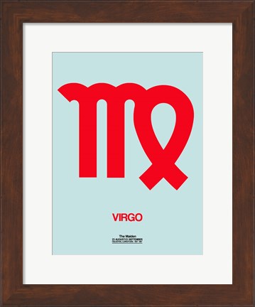 Framed Virgo Zodiac Sign Red Print
