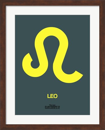 Framed Leo Zodiac Sign Yellow Print