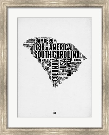 Framed South Carolina Word Cloud 1 Print