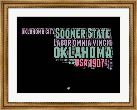 Framed Oklahoma Word Cloud 1 Print