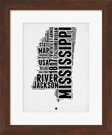 Framed Mississippi Word Cloud 2 Print