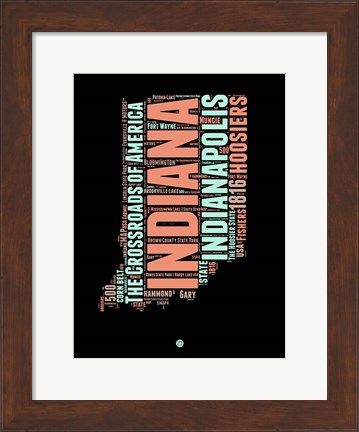 Framed Indiana Word Cloud 1 Print