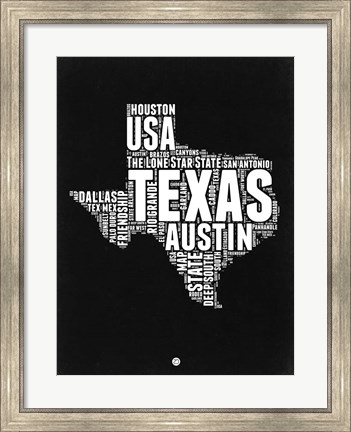 Framed Texas Black and White Map Print