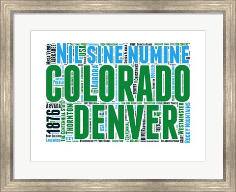 Framed Colorado Word Cloud Map Print