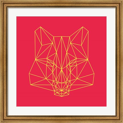 Framed Fox on Red Print