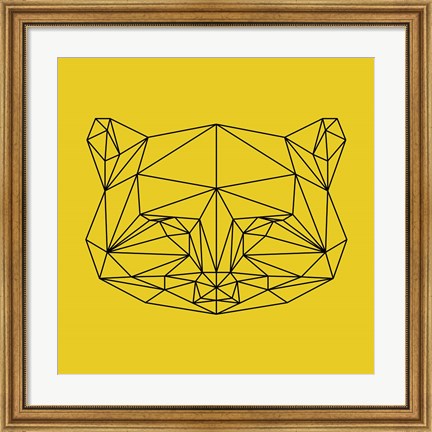 Framed Yellow Raccoon Polygon Print