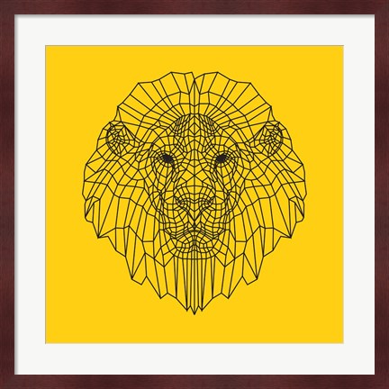 Framed Lion Head Yellow Mesh Print