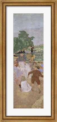 Framed Children Playing and Nurses in Paris Park, 1894 Print