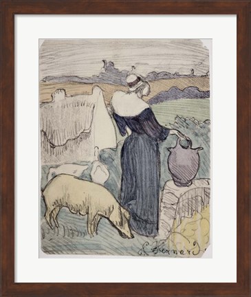 Framed Breton Woman on her Farm in Pont-Aven Print