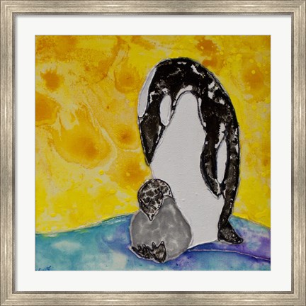 Framed Penguins Under the Morning Sun Print