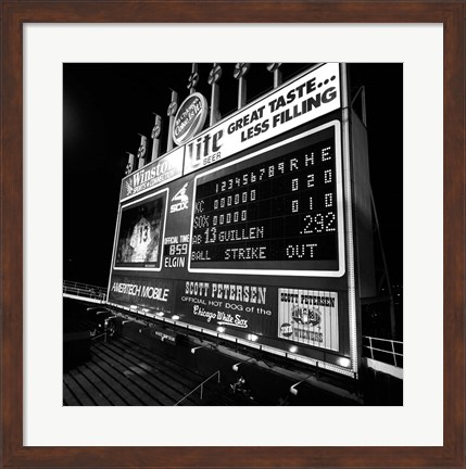 Framed Scoreboard at U.S. Cellular Field, Chicago, Cook County, Illinois Print
