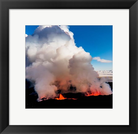 Framed Volcano Eruption at the Holuhraun Fissure, Bardarbunga Volcano, Iceland. Print