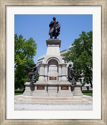 Framed Governor Thomas A. Hendricks Monument at Indiana State Capitol Building Print
