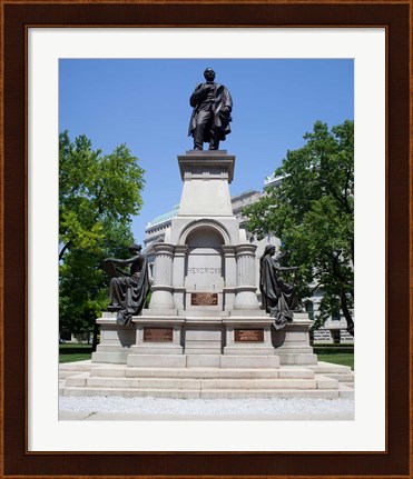 Framed Governor Thomas A. Hendricks Monument at Indiana State Capitol Building Print