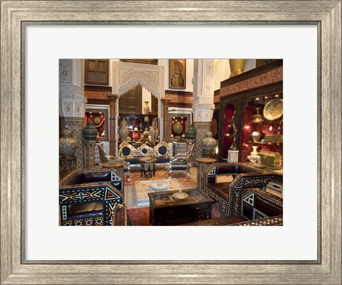 Framed Antique Store in the Souk, Fes, Morocco Print