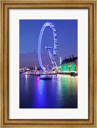 Framed Millennium Wheel, London County Hall, Thames River, London, England Print