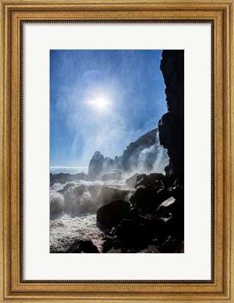 Framed Oxararfoss Waterfalls, Thingvellir National Park, Iceland Print