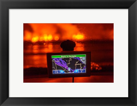 Framed GPS with the Holuhraun Fissure Eruption, Northern Iceland Print