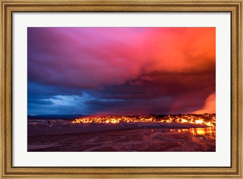 Framed Glowing Lava and Skies at the Holuhraun Fissure, Iceland Print