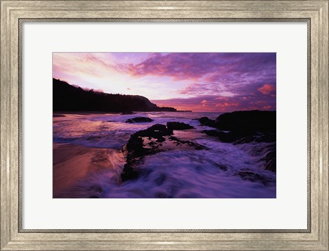 Framed Lumahai Beach at Sunset, HI Print