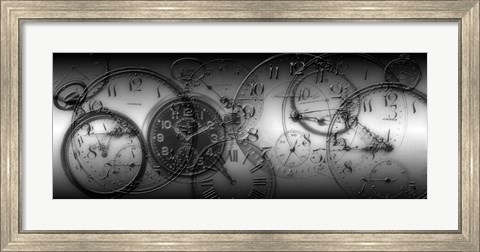 Framed Montage of Old Pocket Watches Print