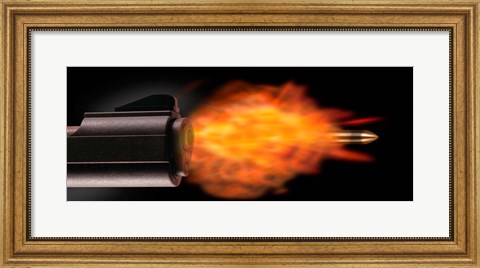 Framed Gun Firing a Bullet Print