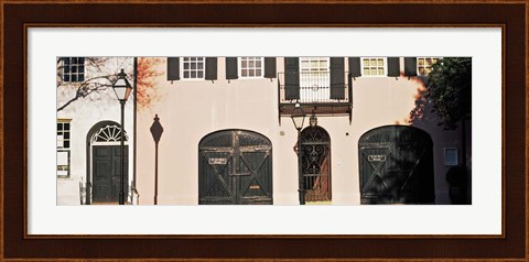 Framed Historic houses in Rainbow Row, Charleston, South Carolina Print